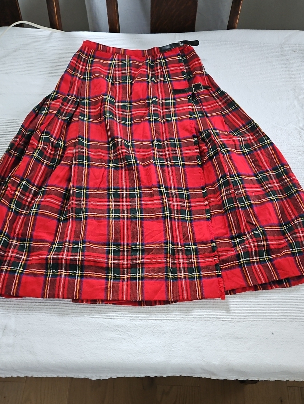 Thompson Red Tartan Skater Skirt with Buckle Straps